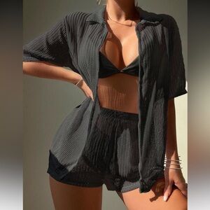 Chic Black Sheer Beach Set